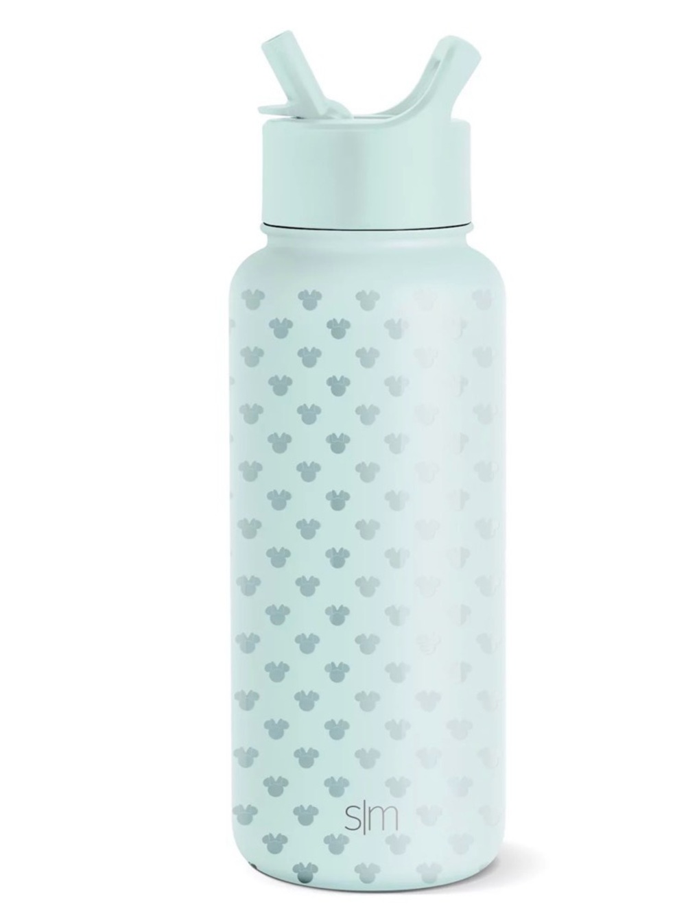 Disney Pale Blue Water Bottle with Light Blue Mickey Pattern